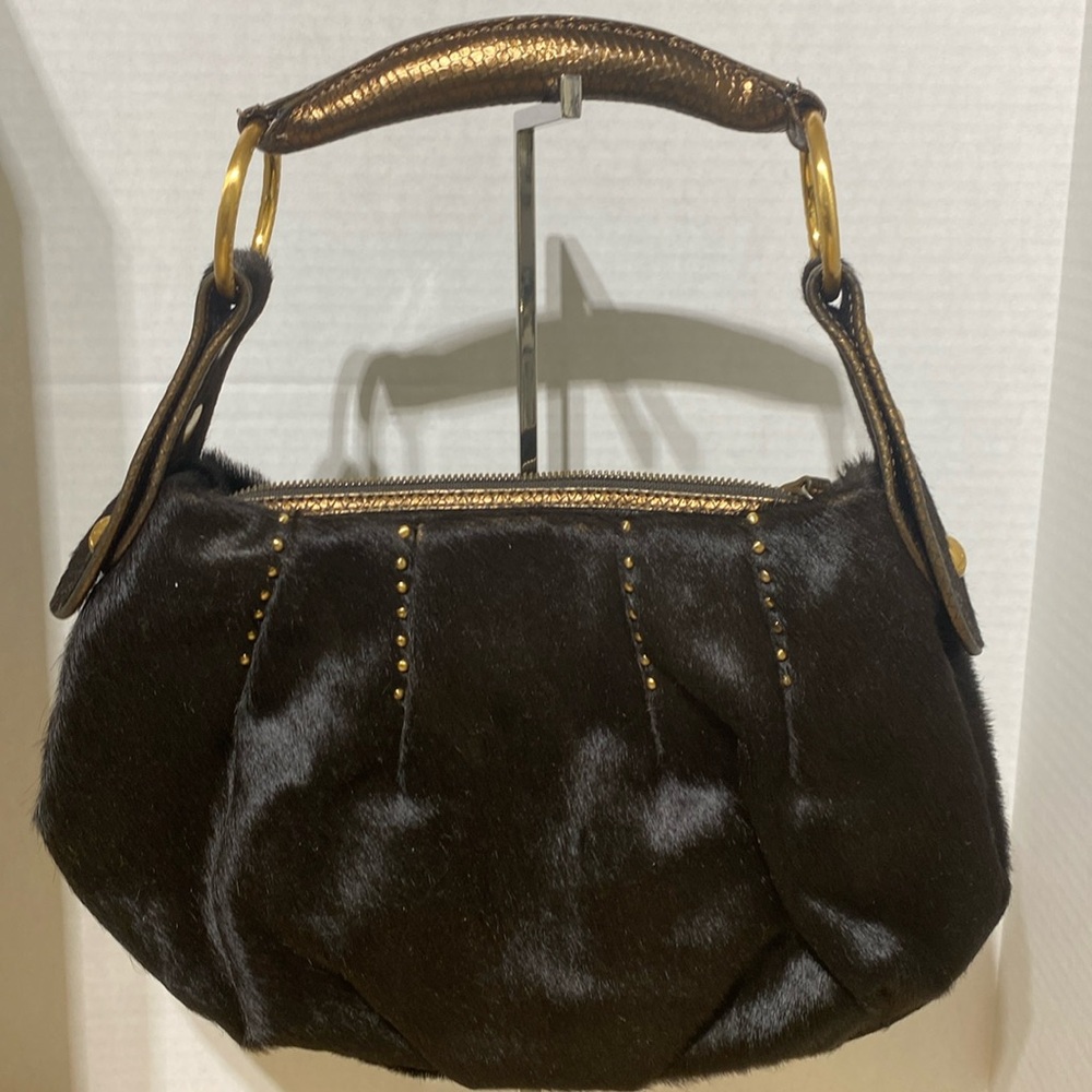 VGUC. Max of New York black, genuine, cowhide hobo bag.